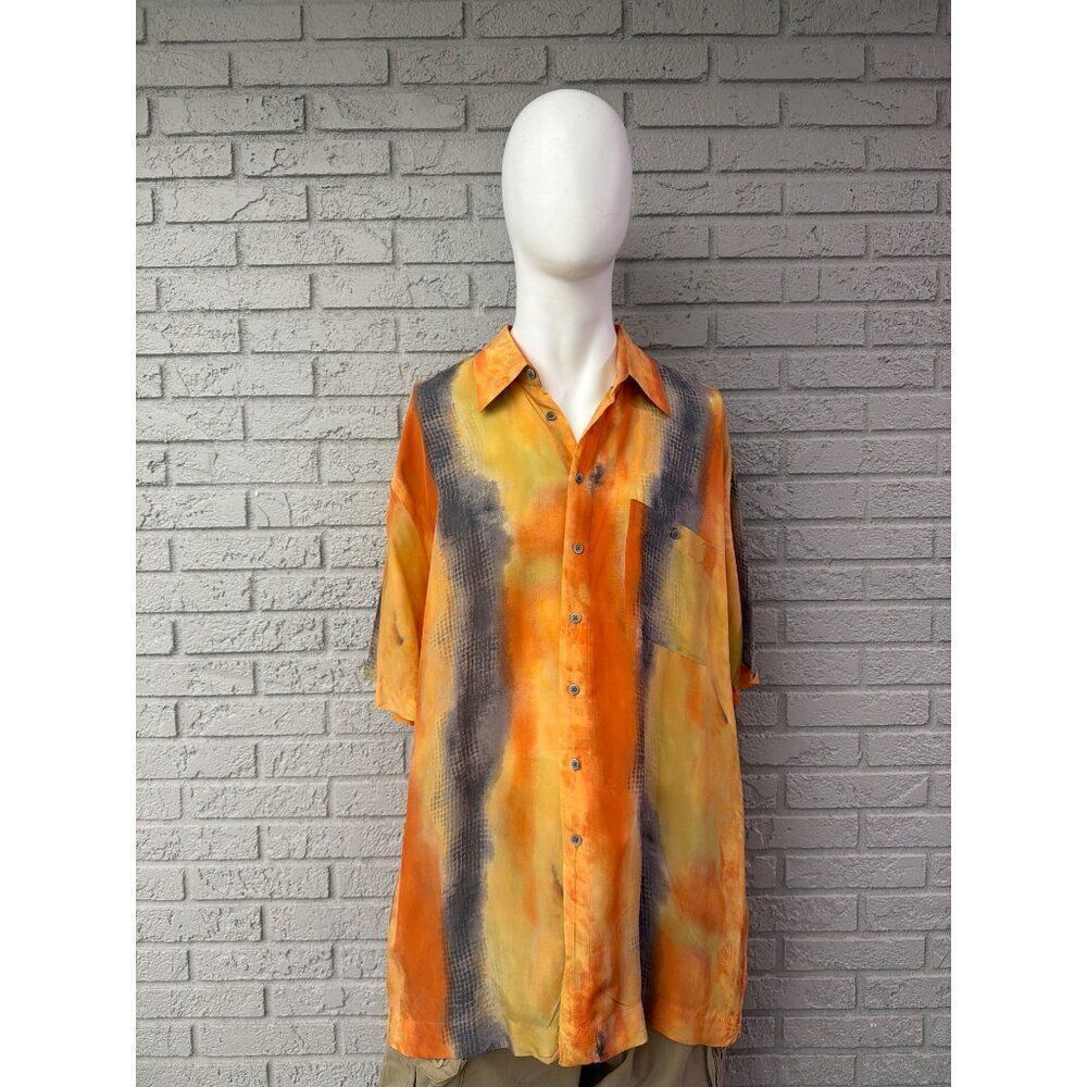 Haupt Men’s Short Sleeve Tie Dye Print Shirt Size 44 XL -17.5